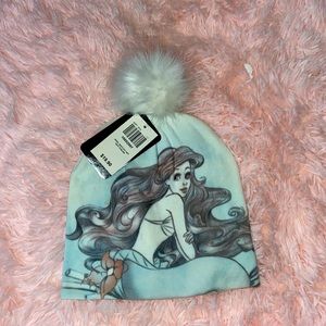 Disney Ariel Sketchy Art White Pom Beanie